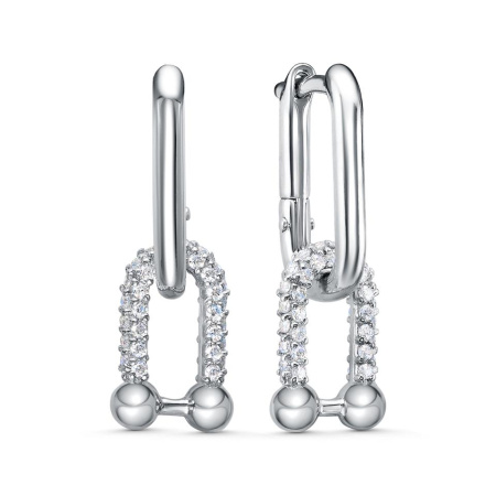 Серебряные серьги с фианитами «Магнит»