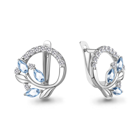 Серебряные серьги с топазом и фианитами