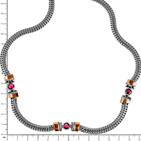 Серебряное колье с гранатом и золотом