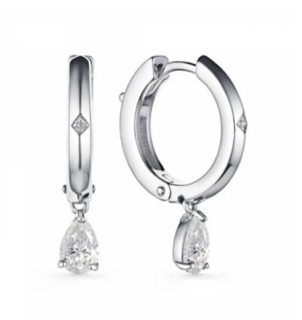 Серьги из серебра с бриллиантами и горным хрусталем