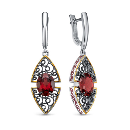 Серьги из серебра с гранатом