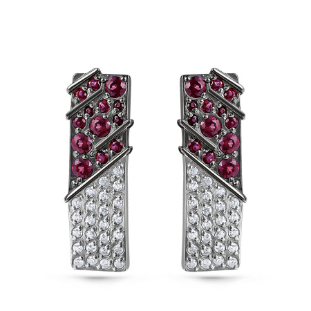 Серьги из серебра с топазами и фианитами