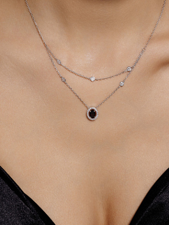 Колье из серебра с гранатом и фианитами