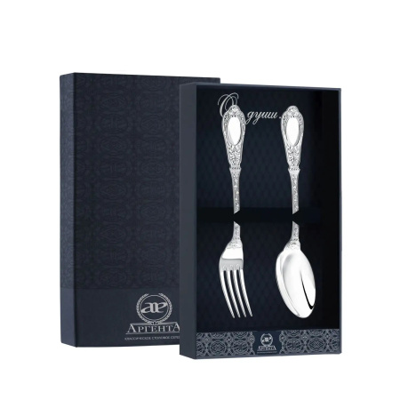 Серебряный набор десертный «Фамильный» ложка и вилка