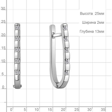 Серебряные серьги с фианитами