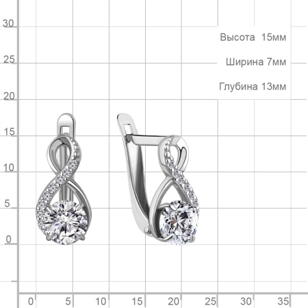 Серьги из серебра с фианитами