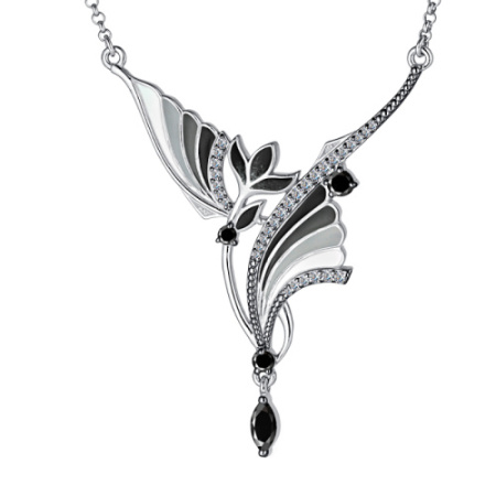 Колье из серебра с фианитами и эмалью