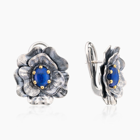 Серьги из серебра с камнем лазурит