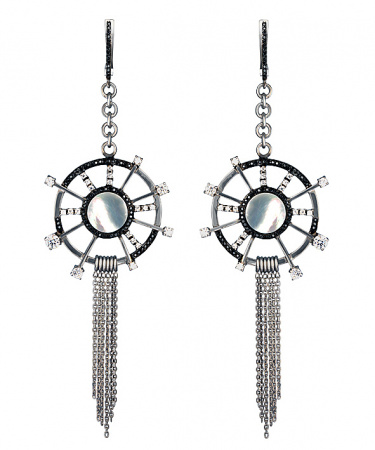 Серебряные серьги «Штурвал» с перламутром