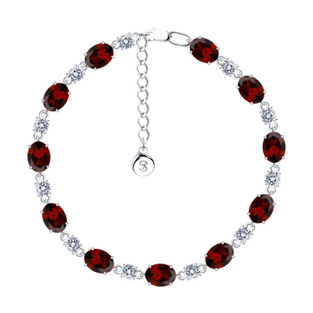 Браслет из серебра с гранатами и фианитами