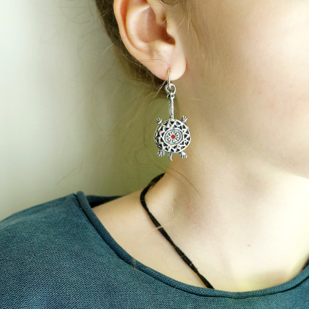 Серьги «Черепашки» из серебра с эмалью