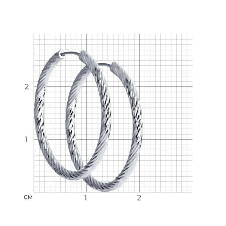 Серьги конго из серебра с алмазной гранью 2 см