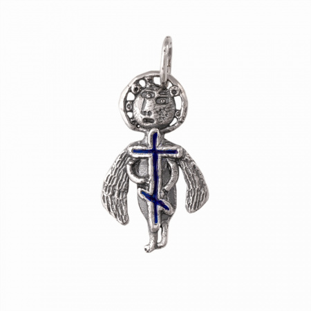 Серебряная подвеска «Ангел» с эмалью