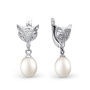 Серебряные серьги с жемчугом и фианитами