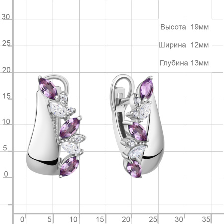 Серьги из серебра с аметистами и фианитами