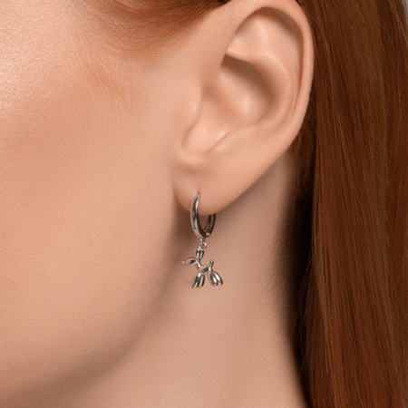 Серьги из серебра «Собака»