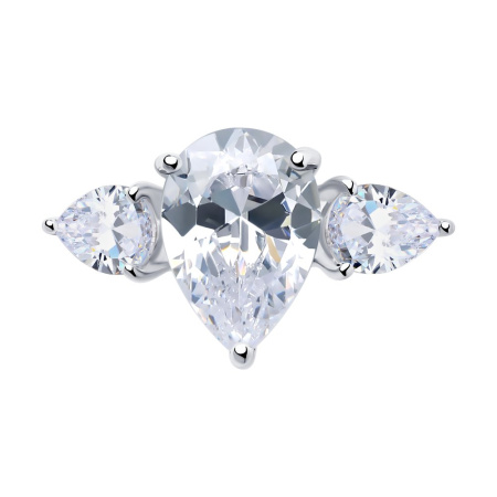 Кольцо из серебра с крупными фианитами