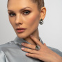Серьги из серебра с камнем нефрит