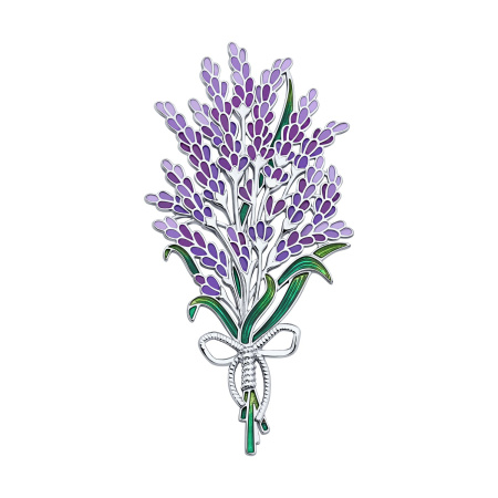 Серебряная брошь с эмалью «Лаванда»