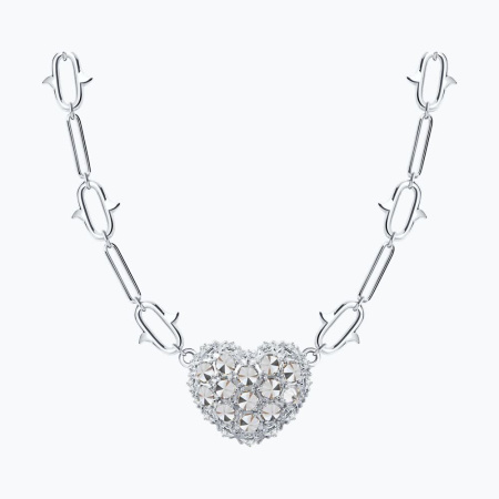 Серебряное колье с фианитами «Сердце с шипами»