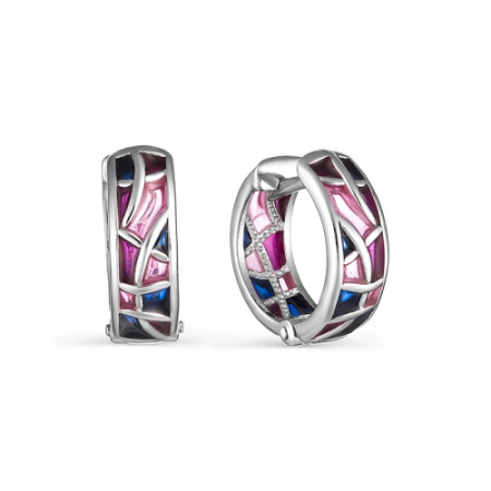 Серебряные серьги с витражной эмалью