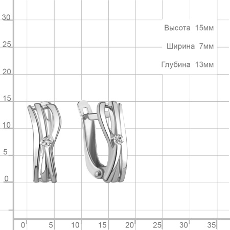 Серебряные серьги с фианитом