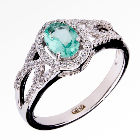 Кольцо из серебра с фианитами и апатитом