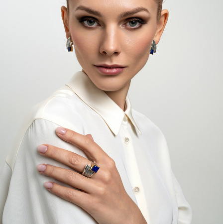 Серебряные серьги с лазуритом