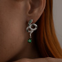 Серебряные серьги с фианитами «Змея»
