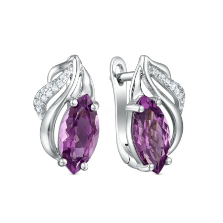 Серьги из серебра с аметистом и фианитами