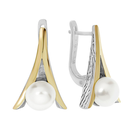 Серебряные серьги с жемчугом и золотом