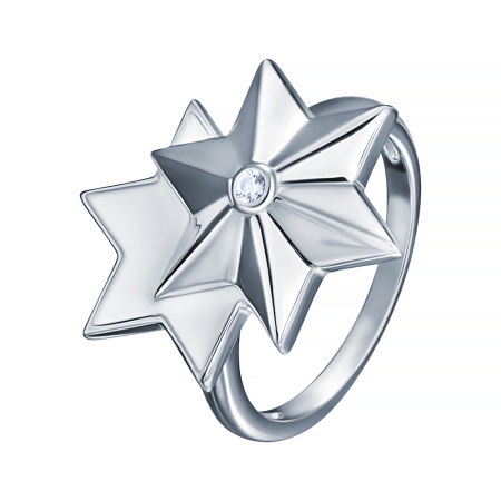 Серебряное кольцо с эмалью и фианитом