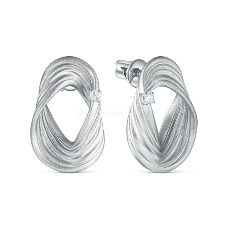 Серьги-пусеты из серебра с фианитами