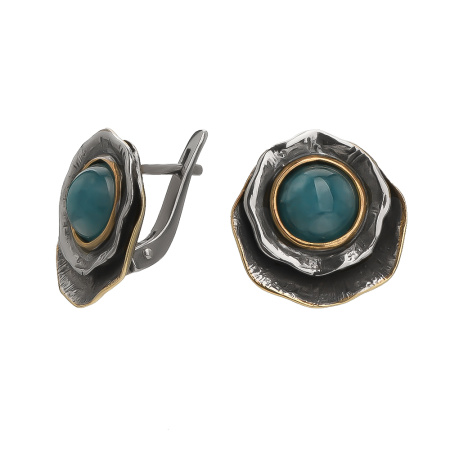 Серьги из серебра с голубым халцедоном