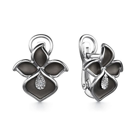Серьги серебряные с бриллиантами «Цветок»