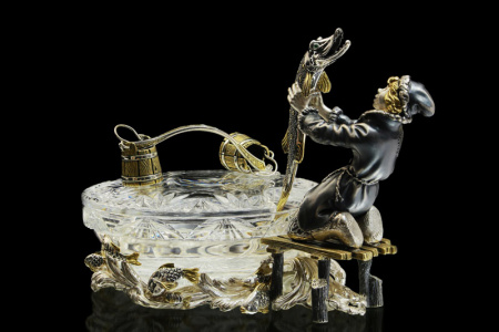 Серебряная икорница «Емеля» с лопаткой «Щука»