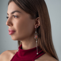 Серьги из серебра с фианитами «Майский жук»