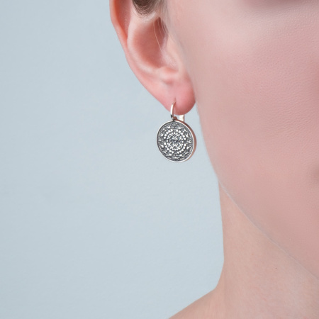 Серьги из серебра 925 «Монета» майя круглые