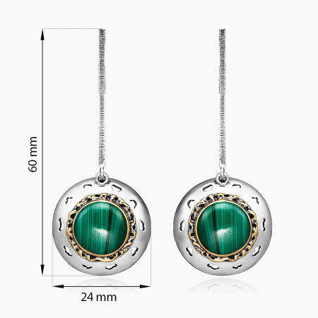 Серебряные серьги с малахитом