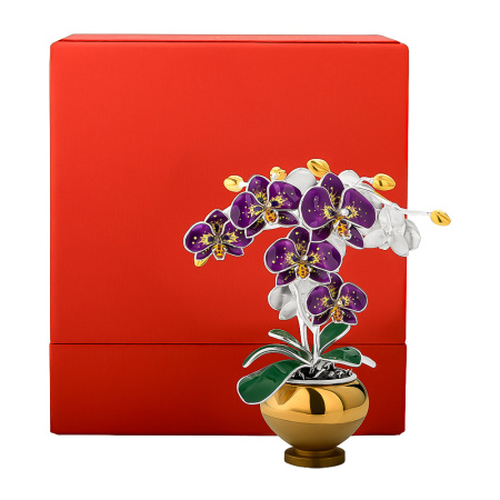 Сувенир «Орхидея» серебро и эмаль