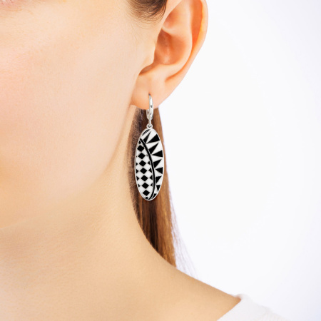 Cеребряные серьги-подвески «B&W»