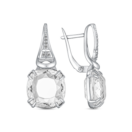 Серьги из серебра с горным хрусталем и фианитами