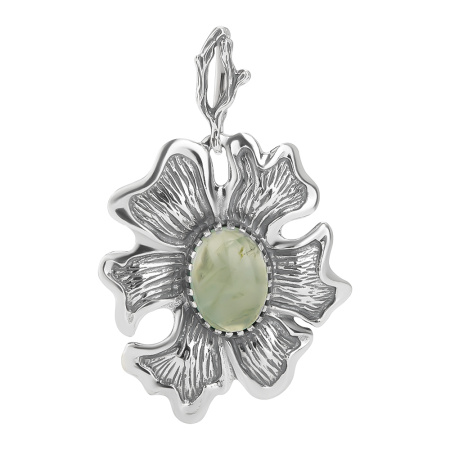 Кулон из серебра с пренитом «Райский цветок»