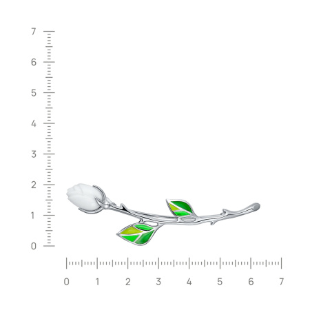 Серебряная брошь с фарфором «Тюльпан»