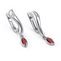 Серьги из серебра с гранатом и бриллиантом