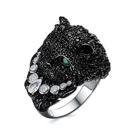 Кольцо из серебра с кубическим цирконием «Кот Бегемот»
