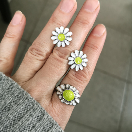 Серебряные серьги-пуссеты «Ромашки»