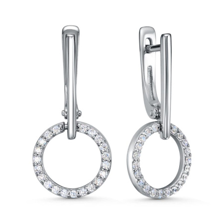 Серебряные серьги с фианитами «Круг»