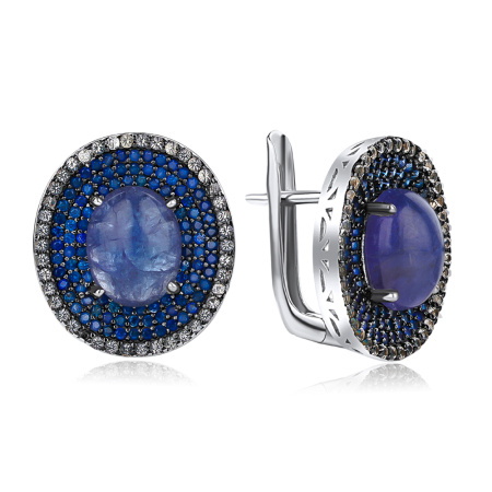 Серьги из серебра с сапфиром и топазом