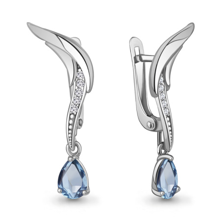Серебряные серьги с топазом и фианитами